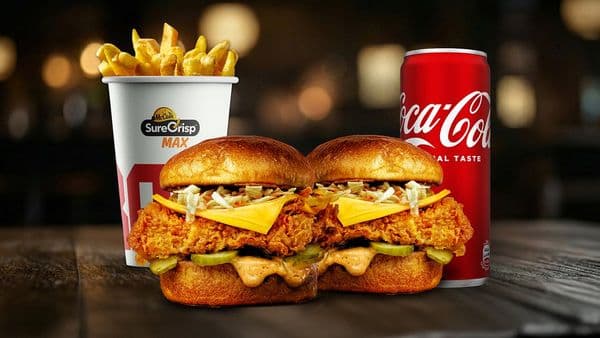 XL 2 x Chicken Original burger + 1 x pomfrit + 1 x Coca Cola 0,33l