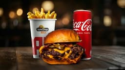 BBQ double + pomfrit + Coca cola 0.33l
