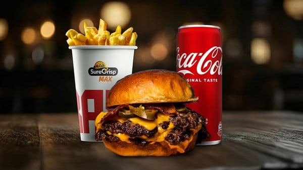 BBQ double + pomfrit + Coca cola 0.33l