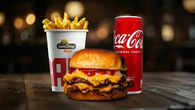 Original double + pomfrit + Coca cola 0.33l